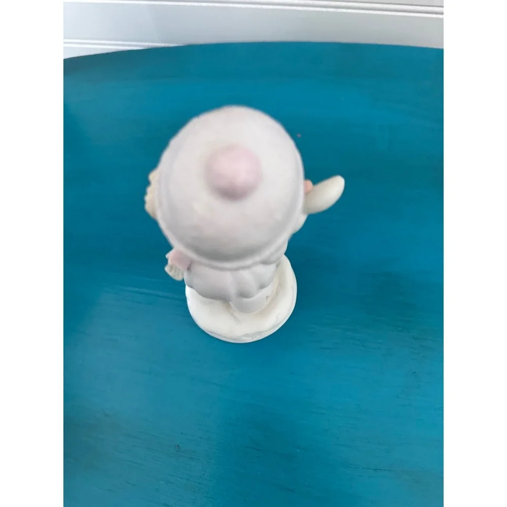 Porcelain Girl Holding Bunny Rabbit Figurine Pastel Pink Cute Cottagecore Decor